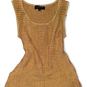 gold ribbed crochet knit tank